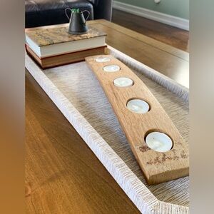 Salvaged Wood Barrel Tea Light Holder Rustic Farmhouse Decor Cottagecore